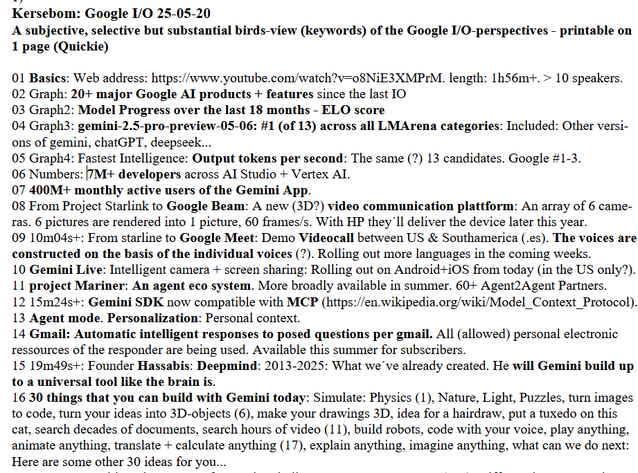 Summary zum Google-event I-O vom 20.5.25 - obere Hälfte