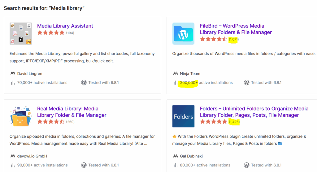 4 Top-research-Treffer zu Media Library bei wordpress.org